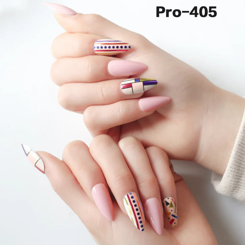 [Buy 6 Get 2]pro Mid-Length 401-500 Press on Nails 24Pcs/Sets Unique Design High Quality Reusable