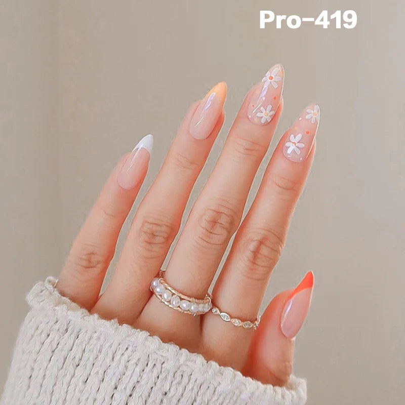 [Buy 6 Get 2]pro Mid-Length 401-500 Press on Nails 24Pcs/Sets Unique Design High Quality Reusable