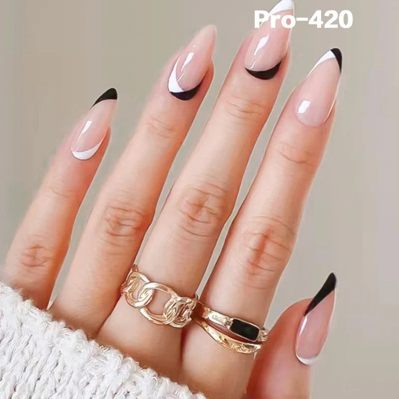 [Buy 6 Get 2]pro Mid-Length 401-500 Press on Nails 24Pcs/Sets Unique Design High Quality Reusable