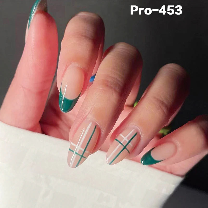 [Buy 6 Get 2]pro Mid-Length 401-500 Press on Nails 24Pcs/Sets Unique Design High Quality Reusable