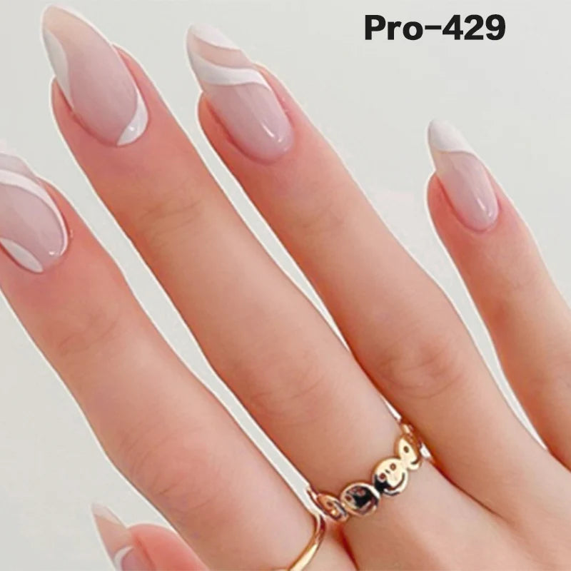 [Buy 6 Get 2]pro Mid-Length 401-500 Press on Nails 24Pcs/Sets Unique Design High Quality Reusable