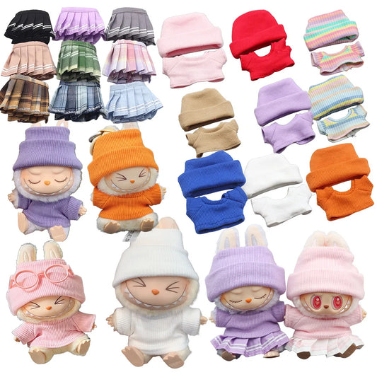 Labubu Casual T-Shirt 2 Sets - Soft Cotton Outfits for 17Cm Vinyl Dolls with Everyday Style