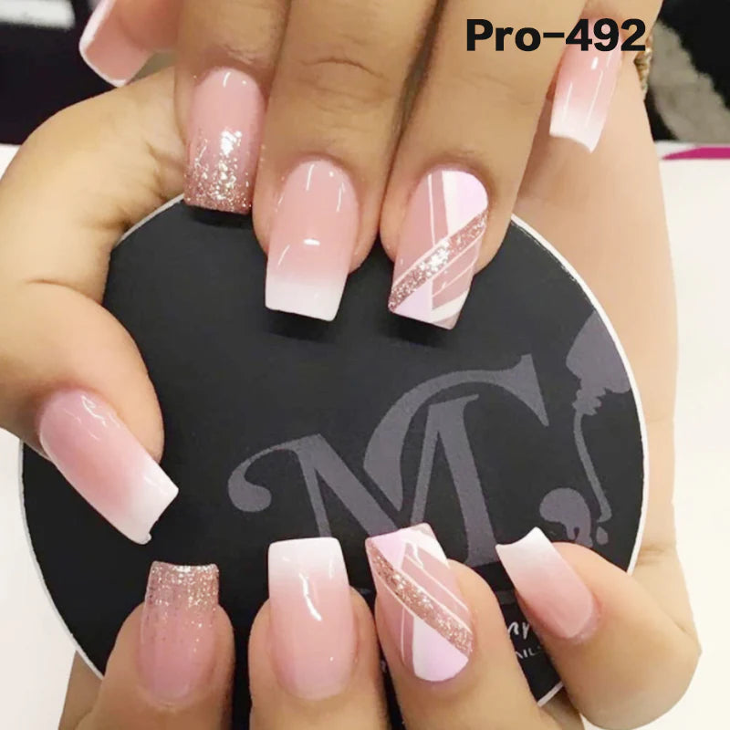 [Buy 6 Get 2]pro Mid-Length 401-500 Press on Nails 24Pcs/Sets Unique Design High Quality Reusable