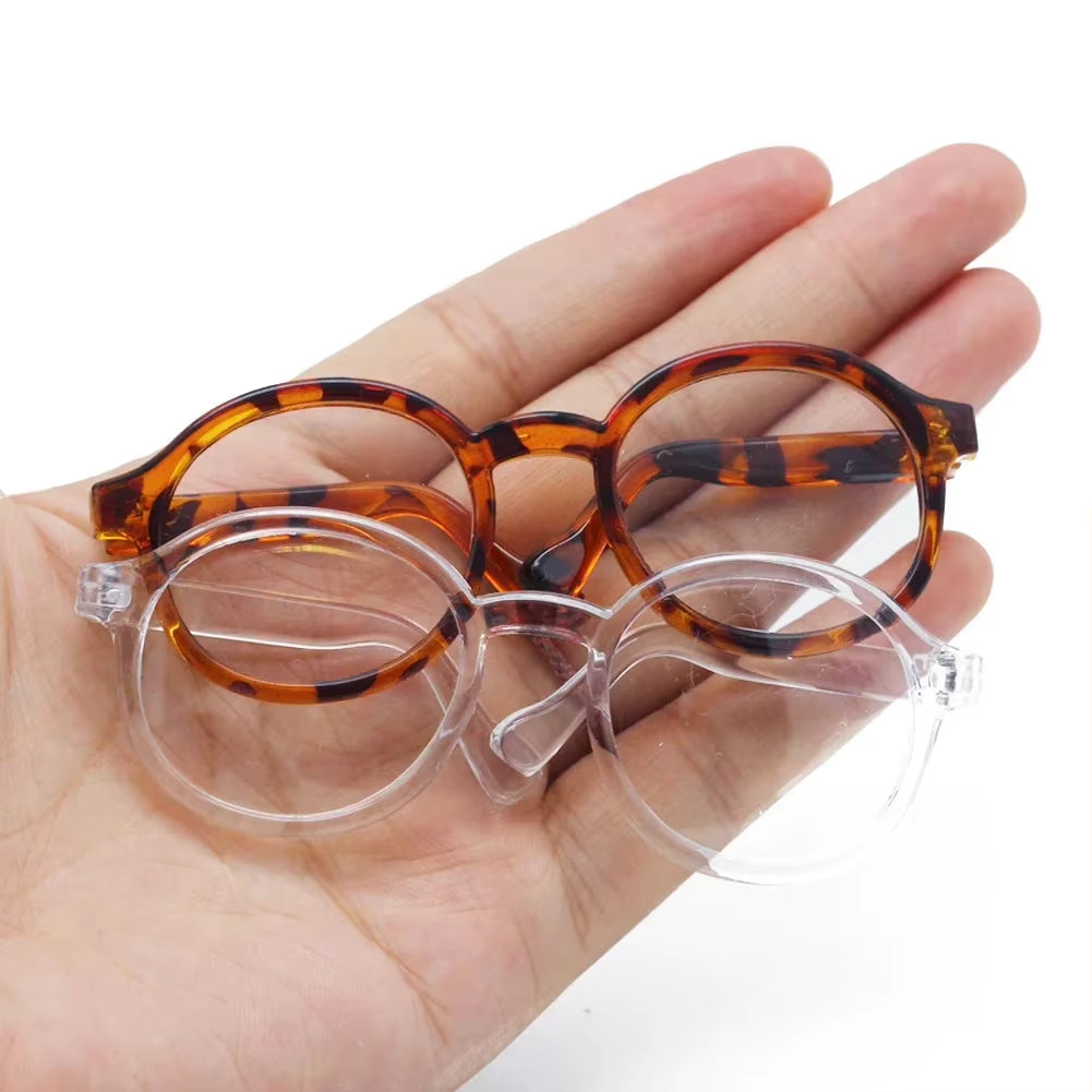 1PC 6.5Cm Transparent Plastic Glasses for 1/8 1/6 1/3 1/4 BJD for Labubu MSD SD Plush for EXO Doll Sunglasses