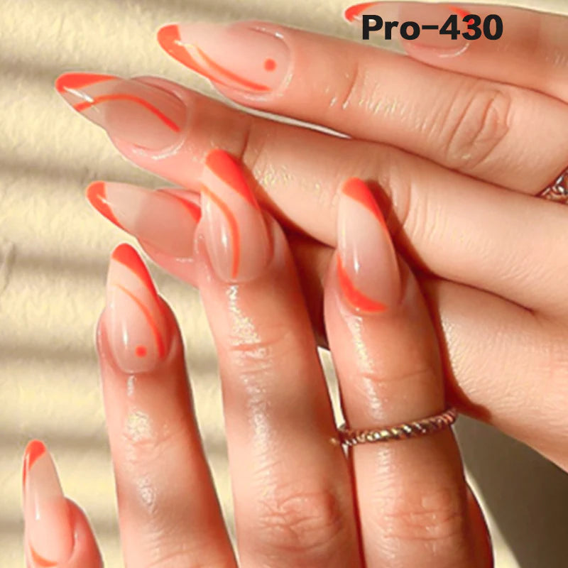 [Buy 6 Get 2]pro Mid-Length 401-500 Press on Nails 24Pcs/Sets Unique Design High Quality Reusable