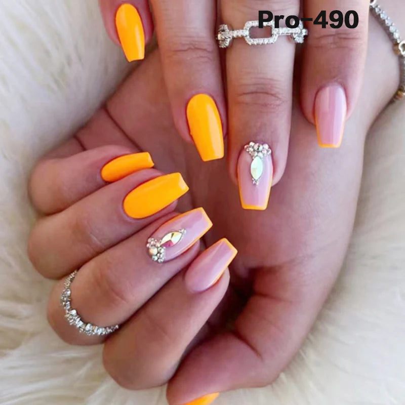 [Buy 6 Get 2]pro Mid-Length 401-500 Press on Nails 24Pcs/Sets Unique Design High Quality Reusable