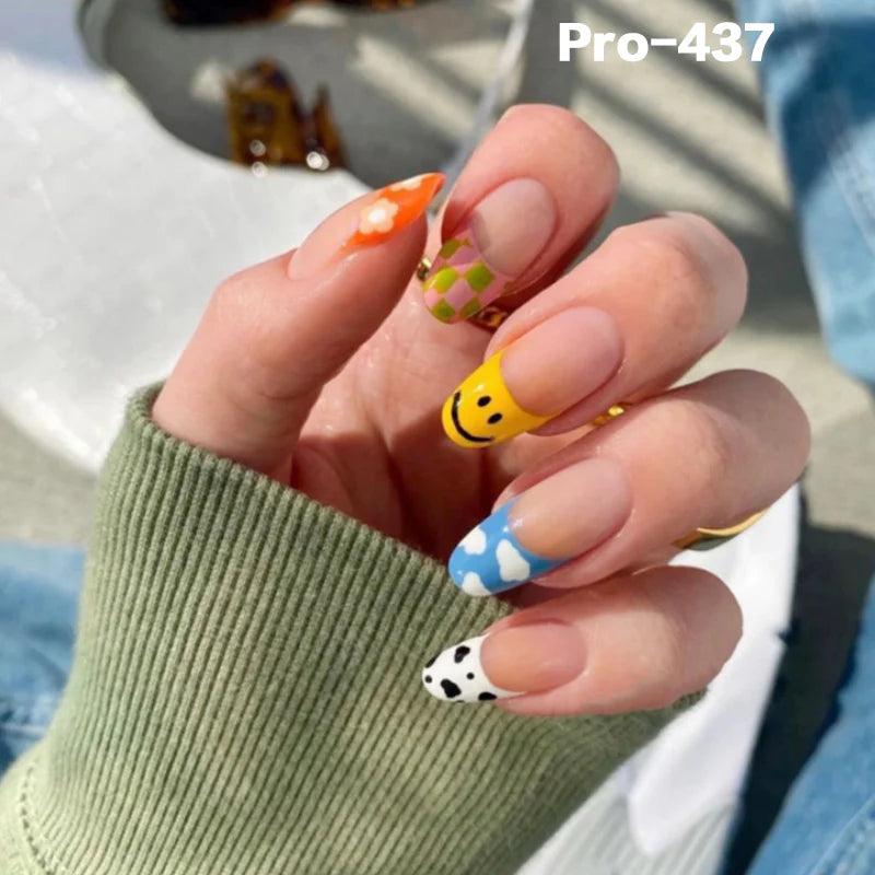 [Buy 6 Get 2]pro Mid-Length 401-500 Press on Nails 24Pcs/Sets Unique Design High Quality Reusable