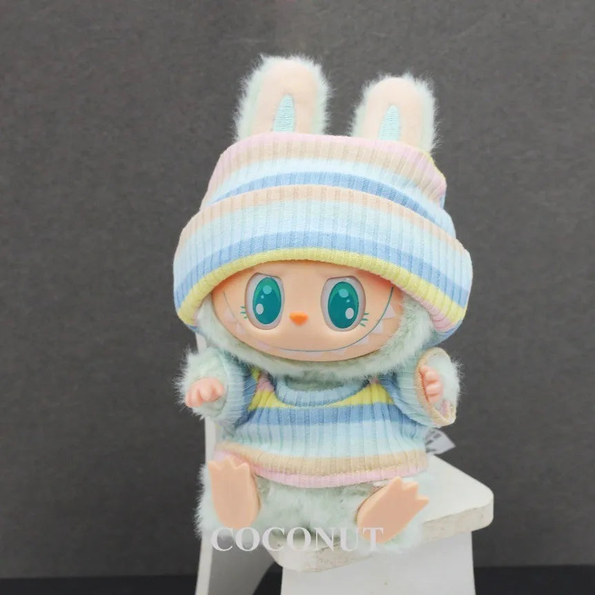 Labubu Casual T-Shirt 2 Sets - Soft Cotton Outfits for 17Cm Vinyl Dolls with Everyday Style