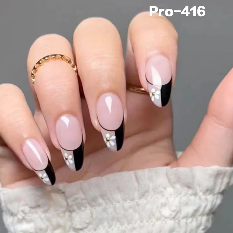 [Buy 6 Get 2]pro Mid-Length 401-500 Press on Nails 24Pcs/Sets Unique Design High Quality Reusable