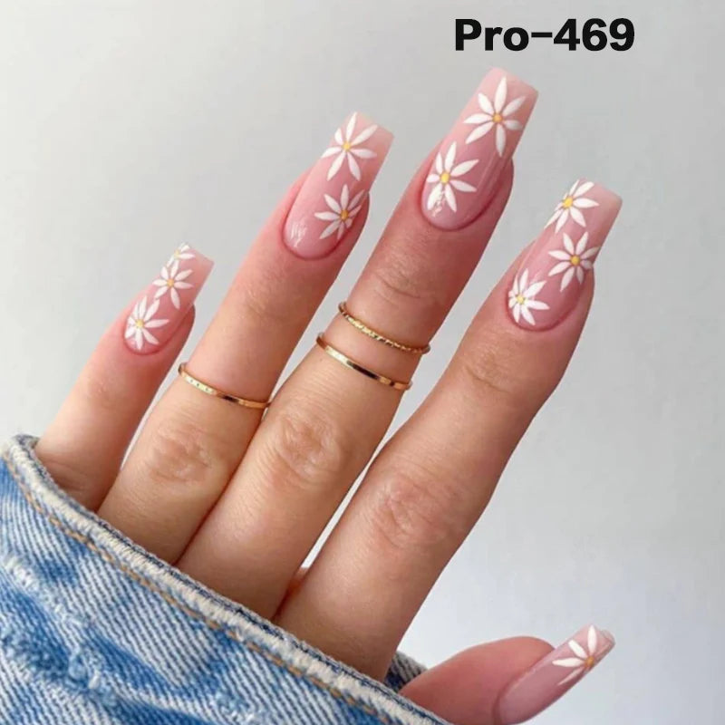 [Buy 6 Get 2]pro Mid-Length 401-500 Press on Nails 24Pcs/Sets Unique Design High Quality Reusable
