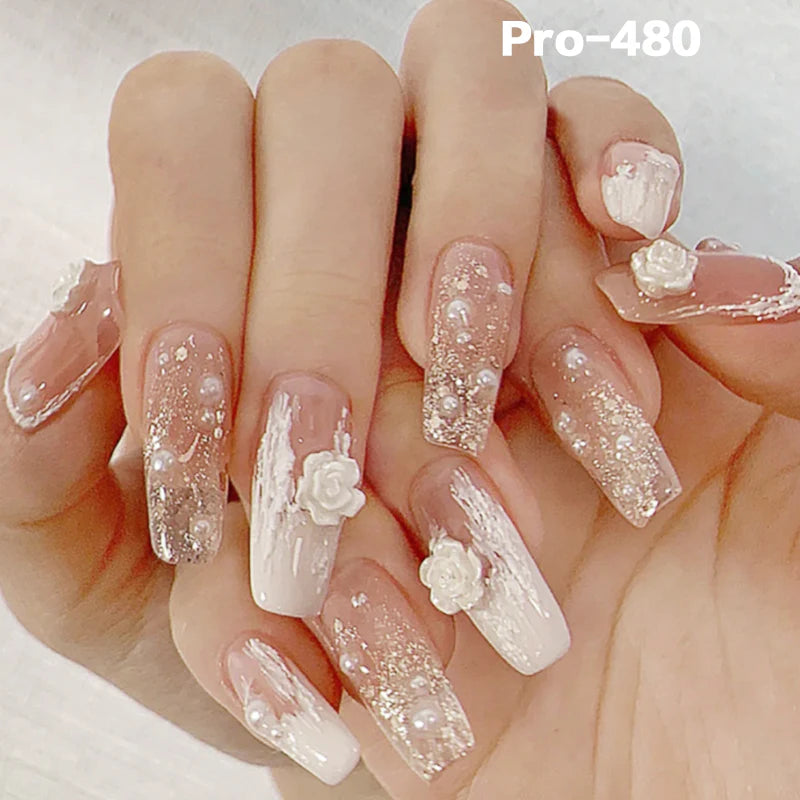 [Buy 6 Get 2]pro Mid-Length 401-500 Press on Nails 24Pcs/Sets Unique Design High Quality Reusable